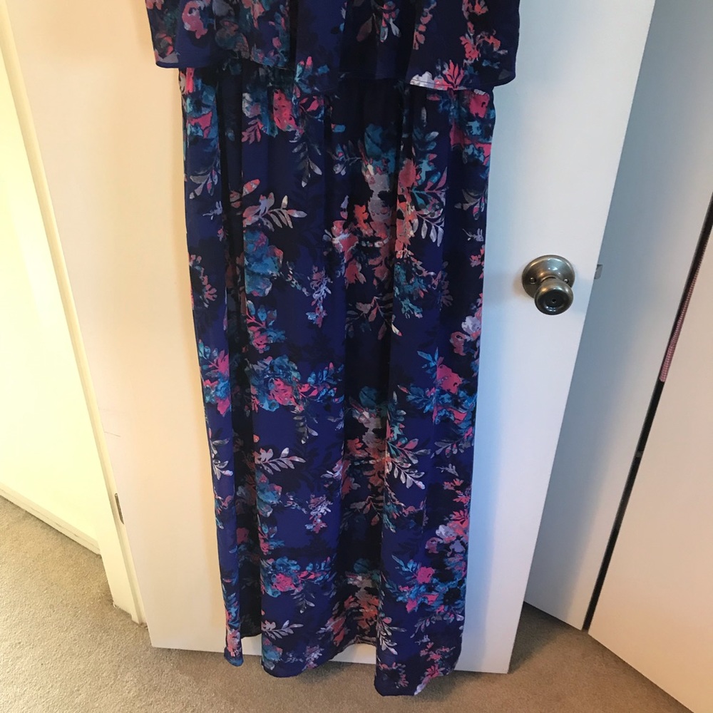 Blue Floral Maxi Dress - Picture 2 of 7